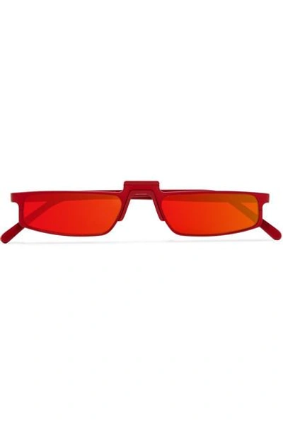 Andy Wolf Ojala Square-frame Metal Mirrored Sunglasses In Red