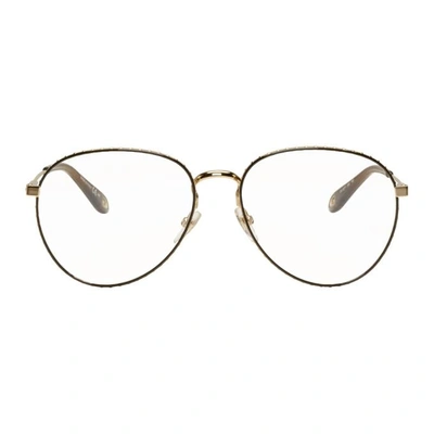 Givenchy Gold And Brown Studded Edge Aviator Glasses In 0j5g Gold