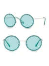 Valentino 52mm Crystal-trim Round Sunglasses In Silver