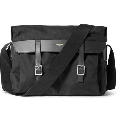 Saint Laurent Leather-trimmed Canvas Messenger Bag | ModeSens