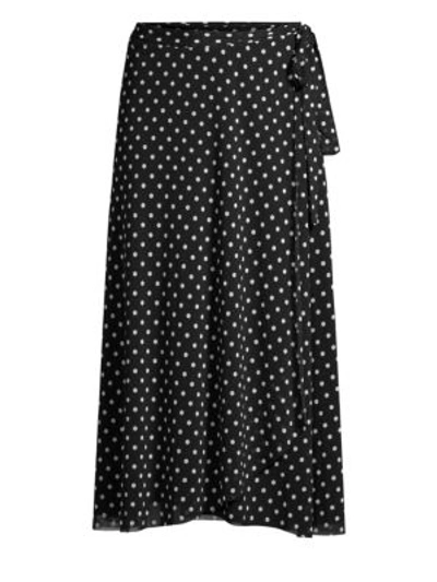 Fuzzi Swim Polka Dot-print Coverup Wrap Skirt In Black