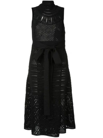 Proenza Schouler Turtleneck Sleeveless Crochet Long Dress In Black