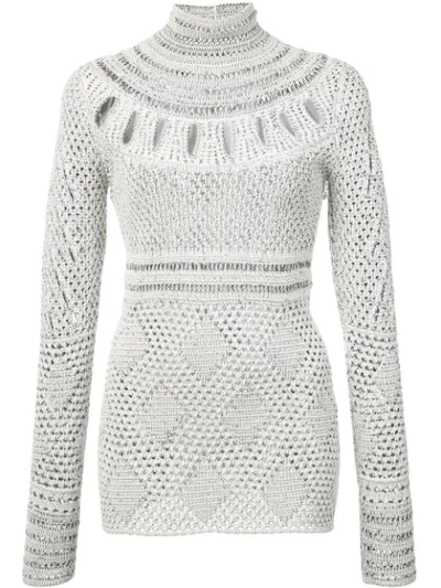 Proenza Schouler Turtleneck Long-sleeve Crochet Knit Jumper In White