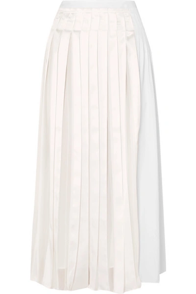 3.1 Phillip Lim / フィリップ リム Pleated Satin And Cotton-poplin Midi Skirt In White