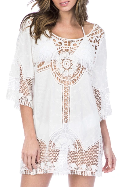 La Blanca Zen Oasis Crochet Coverup Tunic In White