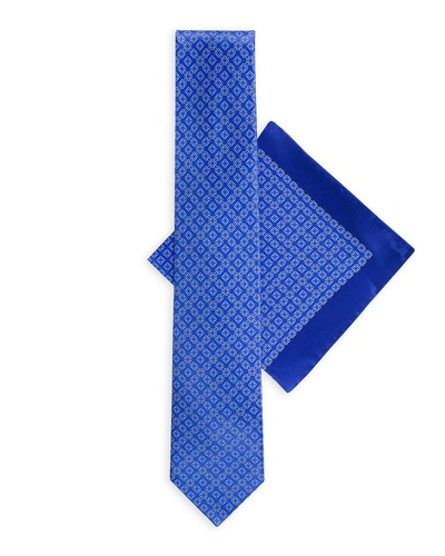Stefano Ricci Large-square Silk Tie & Pocket Square Set In Blue