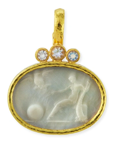 Elizabeth Locke 19k Mystical Ball Venetian Glass Pendant W/ Moonstone