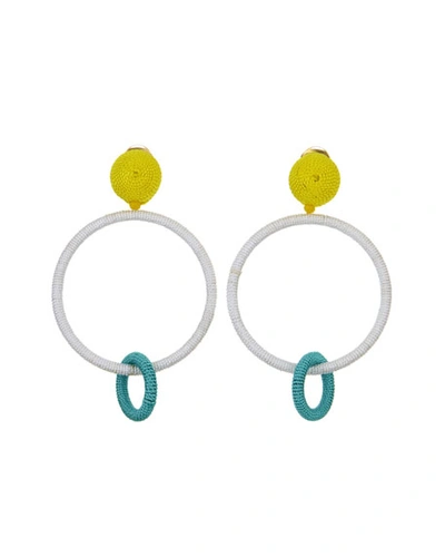 Oscar De La Renta Silk Double Hoop Clip-on Earrings In White