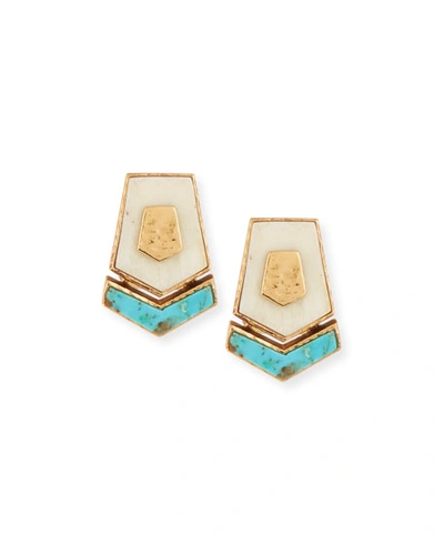 Akola Turquoise & Bone Hexagon Stud Earrings In Multi