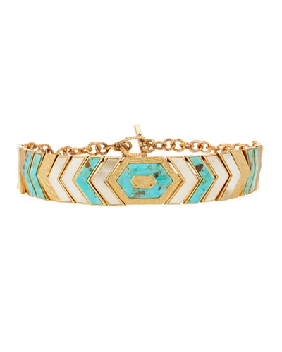 Akola Turquoise & Bone Chevron Collar Necklace