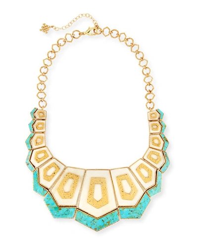 Akola Turquoise & Bone Hexagon Bib Necklace