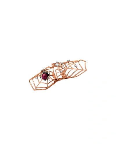 Staurino Fratelli 18k Rose Gold Flex Ruby Spider Ring With Diamonds