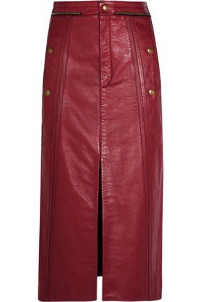 Chloé Leather Pencil Skirt In Claret