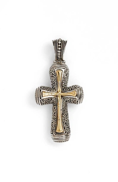 Konstantino Stavros Sterling Silver & 18k Yellow Gold Cross Pendant Stkj394-130 In Multi