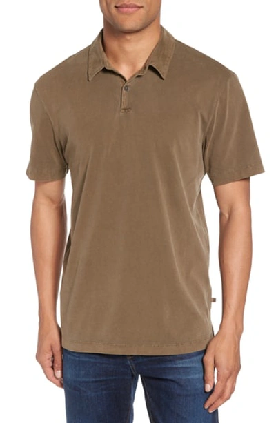 James Perse Slim Fit Sueded Jersey Polo In Earth