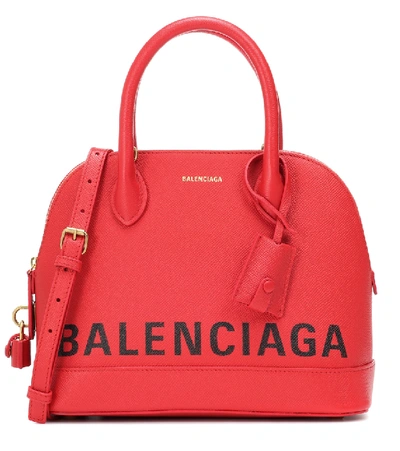 Balenciaga Ville S Leather Tote In Red