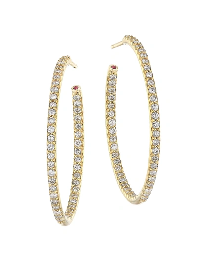 Roberto Coin 18k Yellow Gold Micropave Inside-out Diamond Hoop Earrings
