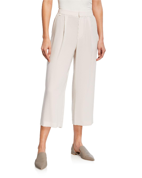 Vince High-Waist Pleated Ankle Culotte Pants In Sandstone | ModeSens