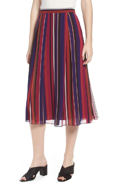 Anne Klein Striped Midi Skirt In African Violet Combo
