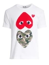 Comme Des Garçons Play Camouflage & Red Heart-to-heart Graphic Tee In White