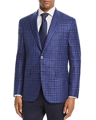 Jack Victor Plaid With Windowpane Regular Fit Sport Coat In Blue