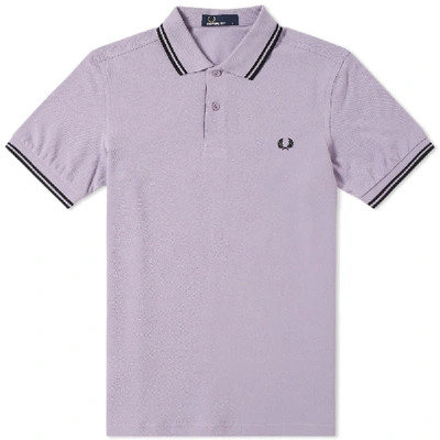 Fred Perry Tipped Logo Slim Fit Polo Shirt In Purple