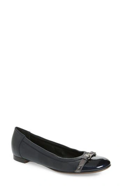 Agl Attilio Giusti Leombruni Cap Toe Ballerina Flat In Navy Leather