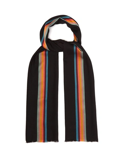 Paul Smith Artist Stripe Middle Scarf In Navy