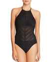 Robin Piccone Carly High Neck One Piece Swimsuit In Black