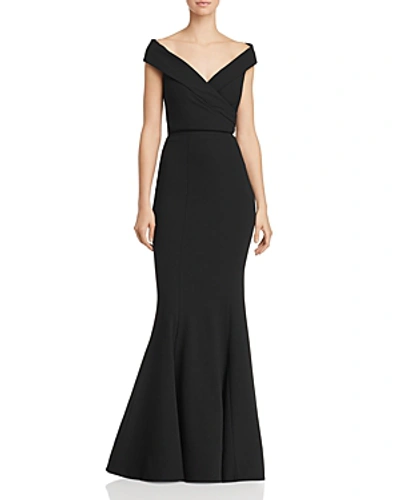 Bariano Jewel 2-piece Off-the-shoulder Crepe Gown In Black