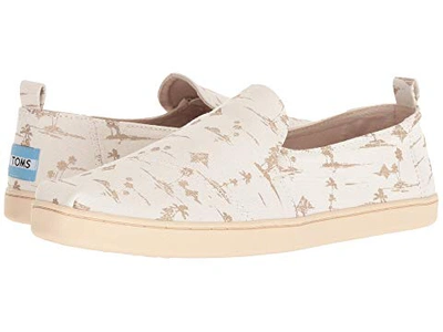 Toms Women's Deconstructed Alpargata Palm Tree Print Flats In White/gold Palms
