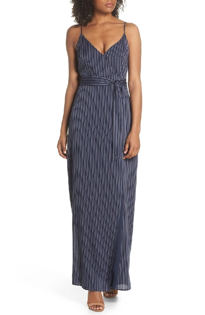 Paige Regina Stripe Maxi Wrap Dress In Rich Navy Multi