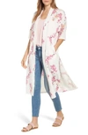Billy T Lightweight Cherry Blossom Duster Jacket In White Cherry Blossom