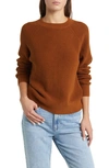 Treasure & Bond Thermal Knit Cotton Sweater In Brown Temple