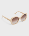 Fendi The  Lettering 57mm Gradient Butterfly Sunglasses In Beige