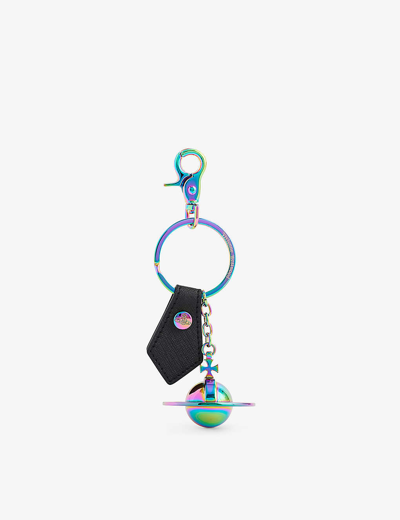 Vivienne Westwood Multicolor 3d Orb Keychain In Black Saff Biogreen