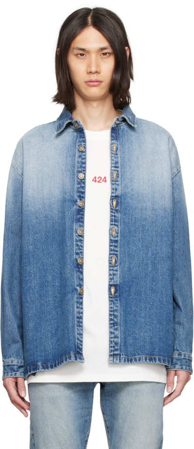 424 Indigo Faded Denim Shirt