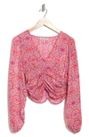 Bcbgeneration Floral Long Sleeve Crop Blouse In Crochet Flower Doily