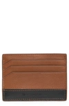Johnston & Murphy Two-tone Weekend Leather Card Holder In Tan/ Black
