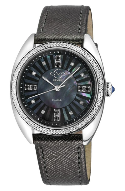 Gv2 Palermo Diamond Leather Strap Watch, 36mm In Black
