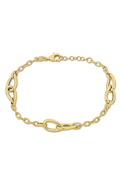 Delmar 18k Gold Plated Sterling Silver Station Chain Bracelet In Yellow