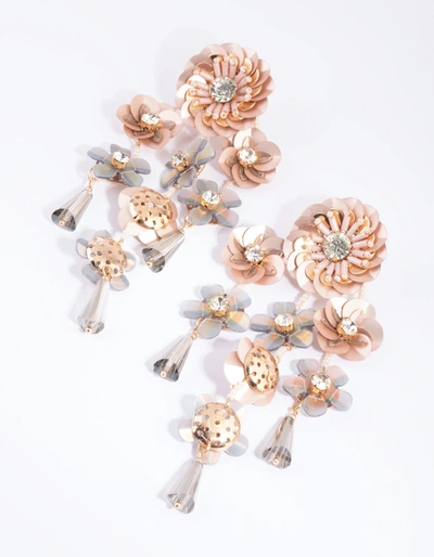 Lovisa Blush Flower Sequin Drop Earrings In Silver
