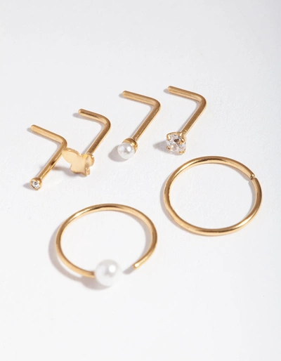 Lovisa Pearl Butterfly 6-pack Nose In Gold