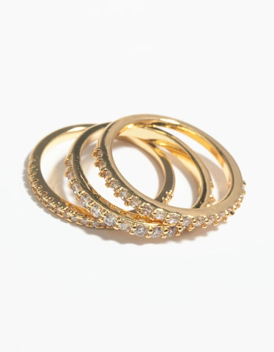 Lovisa Silver Cubic Zirconia Fine Ring Stack In Multi