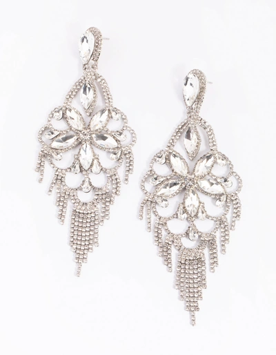 Lovisa Rhodium Diamante Statement Earrings In Silver