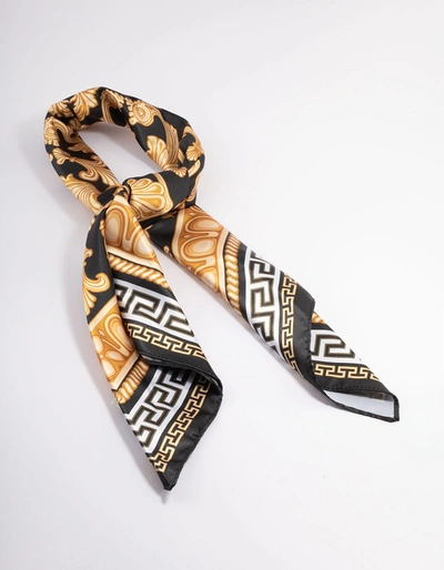 Lovisa Black Fabric Vintage Double Print Scarf In Multi