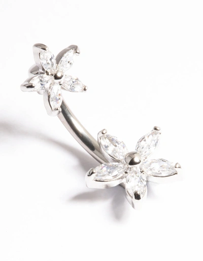 Lovisa Titanium Cubic Zirconia Pretty Flower Belly Ring In Multi