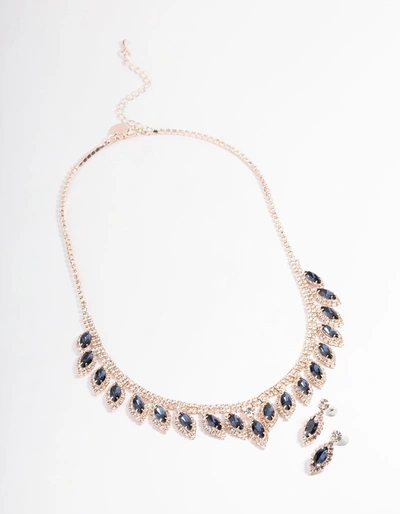 Lovisa Blue Marquise Droplet Earrings And Necklace Set In Silver