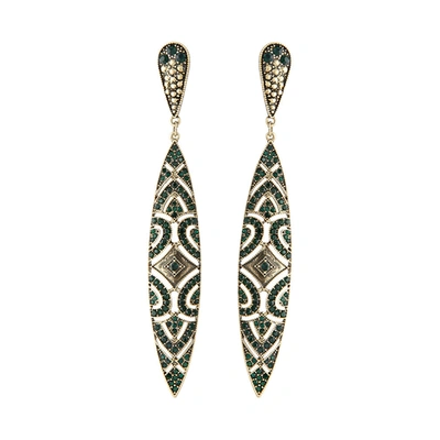 Lovisa Emerald Deco Shield Earrings In Black