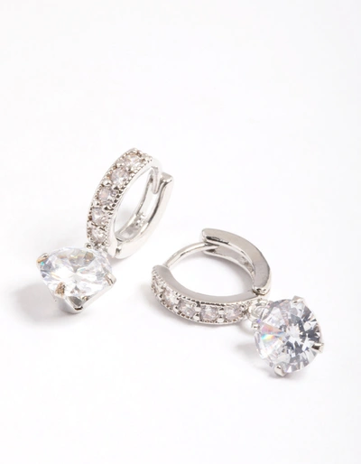 Lovisa Cubic Zirconia Diamante Huggie Teardrop Earrings In Silver
